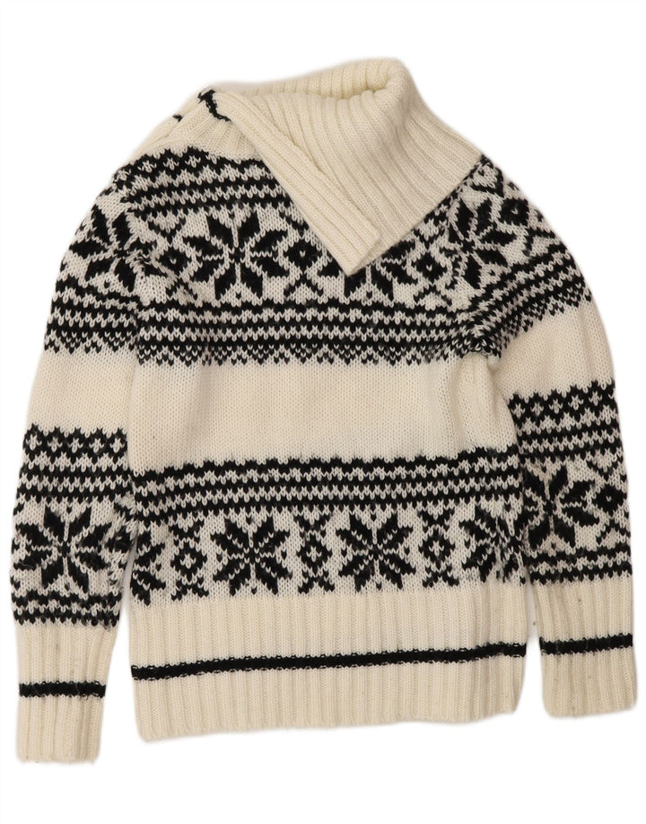 Yessica Pulover pentru damă, cu nasturi, cu gâtul fulg de zăpadă, UK 14 Medium White Wint