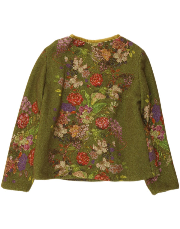 Jachetă Blazer Vintage pentru femei cu 3 nasturi UK 12 Medium Green Floral