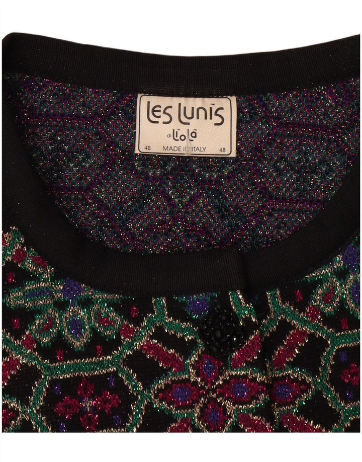 Pulover cardigan pentru femei Les Lunis IT 48 XL Lână geometrică multicoloră