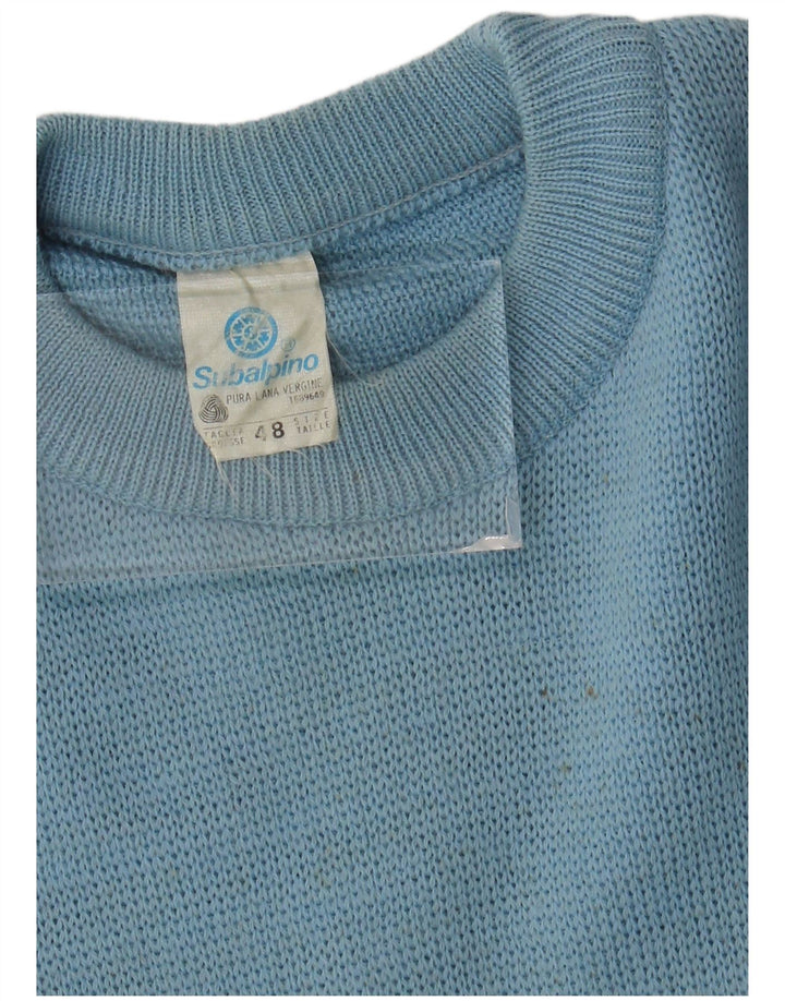 Pulover vintage pentru bărbați cu gât roșu IT 48 Small Blue Colorblock
