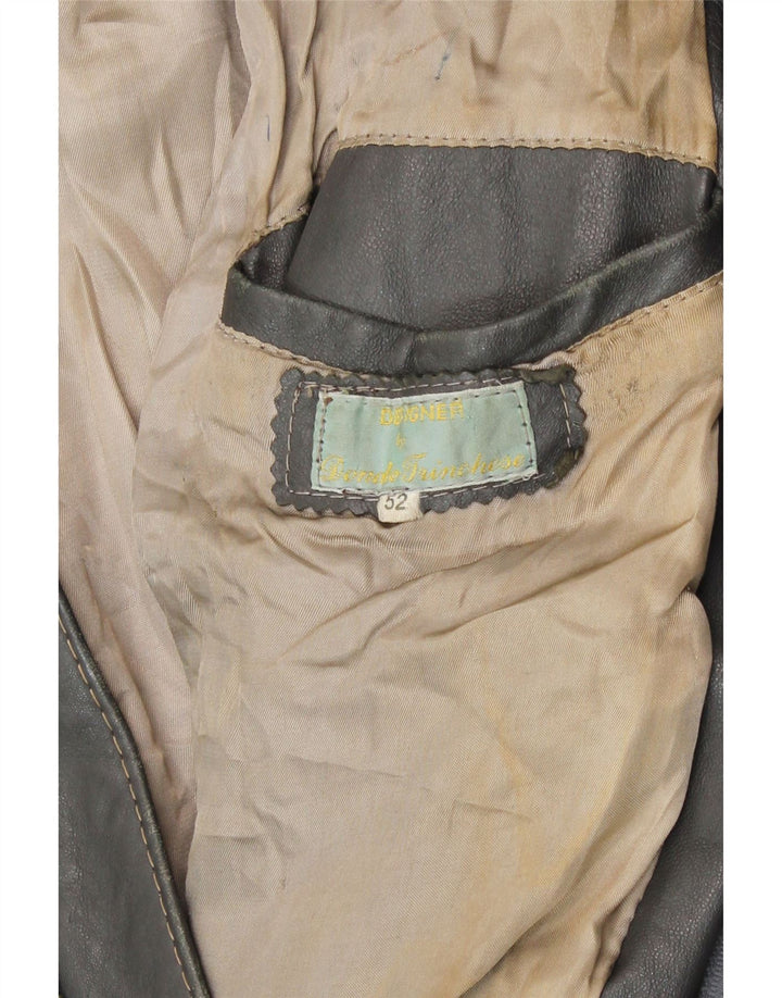 Geaca de piele vintage pentru barbati IT 52 XL din piele gri