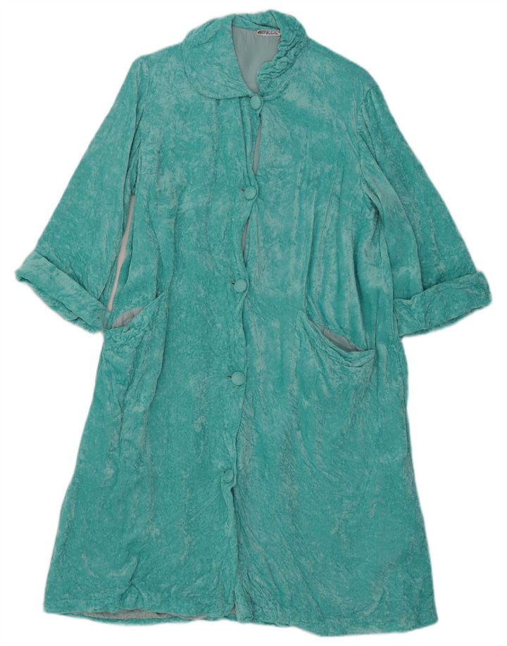 Rochie din velur vintage pentru femei UK 14 Medium Blue