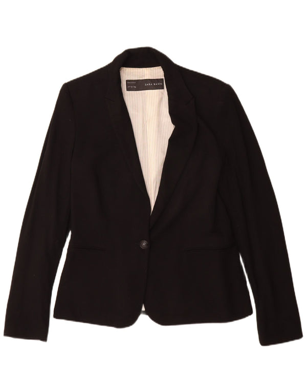 Jachetă Blazer pentru femei Zara cu 1 nasture UK 16, mare, neagră, viscoză