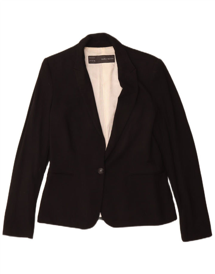 Jachetă Blazer pentru femei Zara cu 1 nasture UK 16, mare, neagră, viscoză