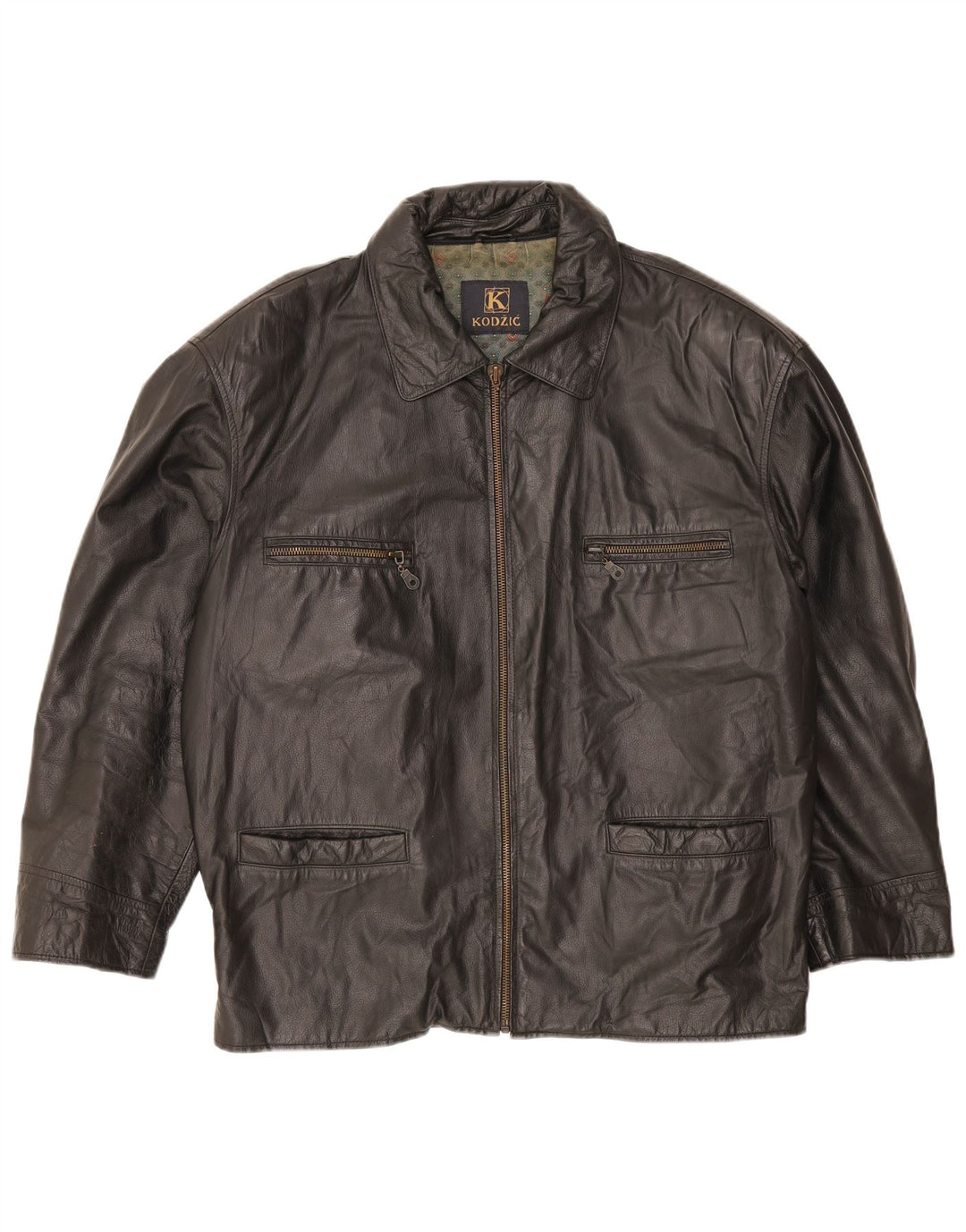 Jachetă de piele vintage pentru bărbați UK 42 XL neagră