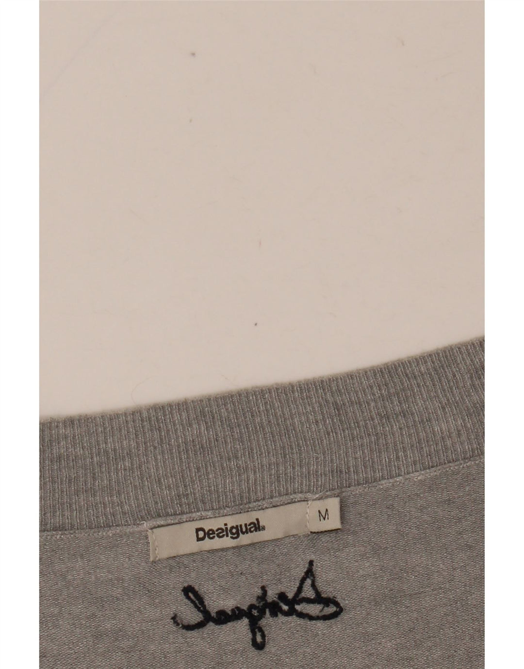 DESIGUAL Pulover cu decolteu în V cu grafic pentru femei UK 14 Medium Gri Floral