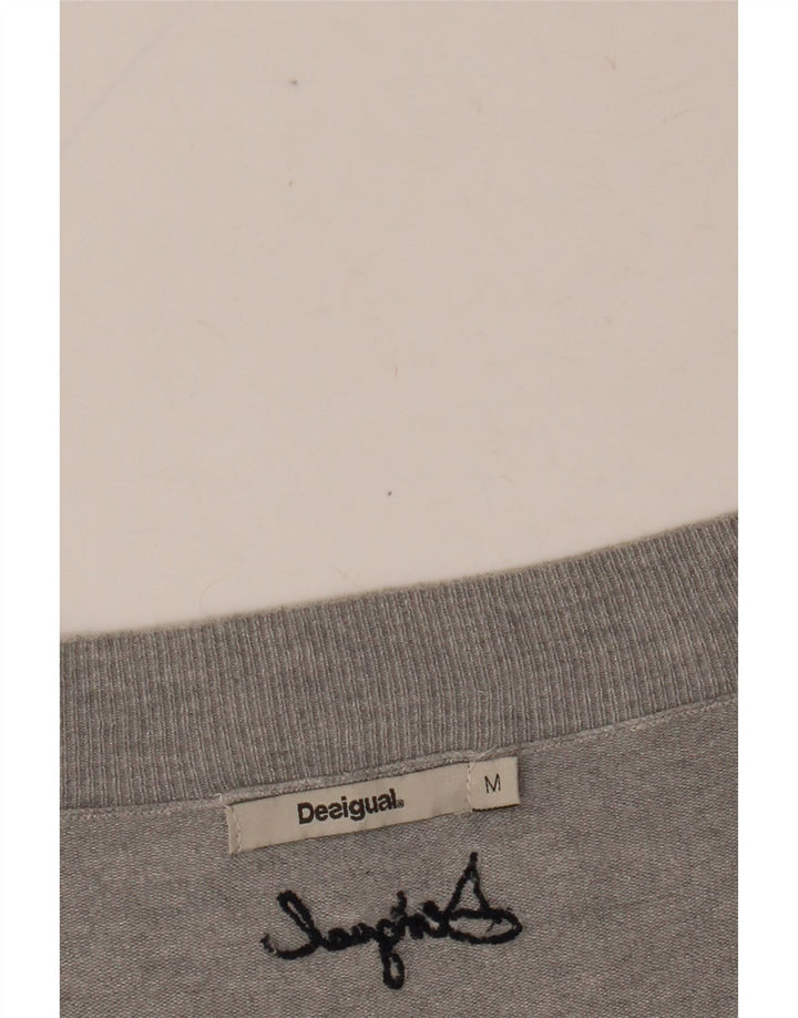 DESIGUAL Pulover cu decolteu în V cu grafic pentru femei UK 14 Medium Gri Floral