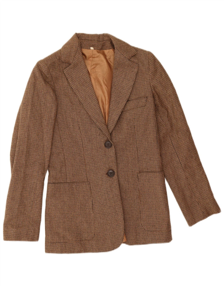 Blazer Vintage pentru femei cu 2 nasturi IT 42 Medium Brown Houndstooth