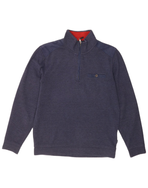Pulover pentru bărbați Ted Baker, cu fermoar, cu gât, mărimea 2, poliester bleumarin mic