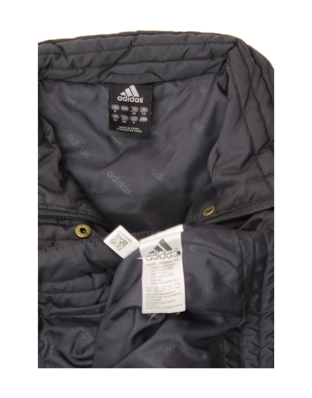 ADIDAS Womens Padded Coat UK 8 Small Navy Blue Polyester Vintage Adidas and Second-Hand Adidas from Messina Hembry 