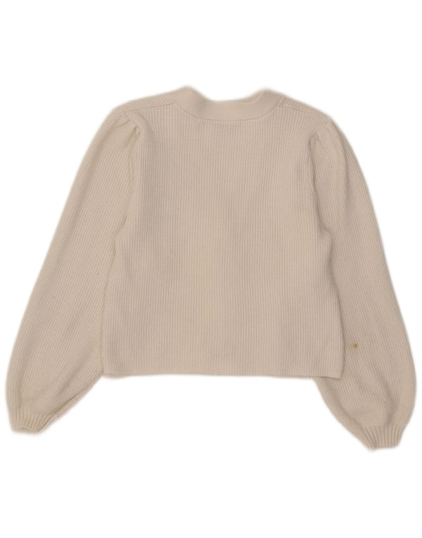 Pulover cardigan pentru femei Zara UK 12 Medium White Viscose