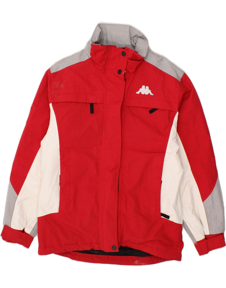 KAPPA Womens Windbreaker Jacket UK 16 Large Red Colourblock Polyester Vintage Kappa and Second-Hand Kappa from Messina Hembry 