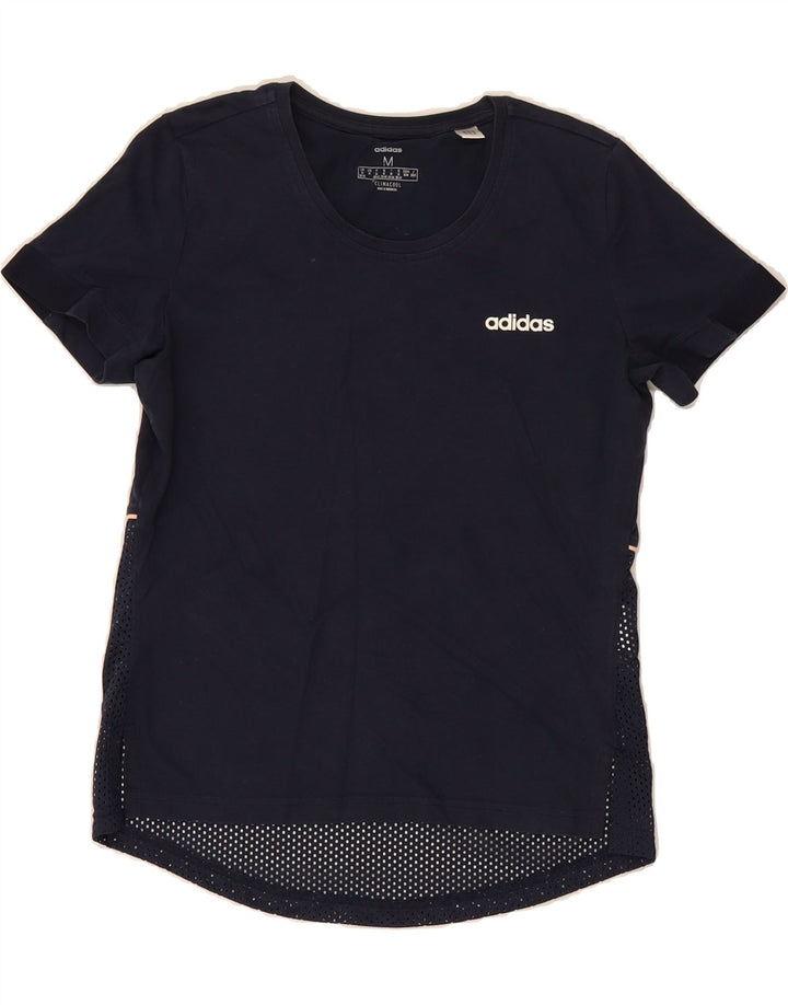 ADIDAS Womens Climacool T-Shirt Top UK 12/14 Medium Navy Blue Polyester Vintage Adidas and Second-Hand Adidas from Messina Hembry 