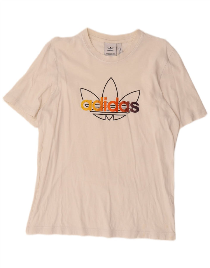 Tricou grafic Adidas pentru bărbați Top mediu din bumbac alb
