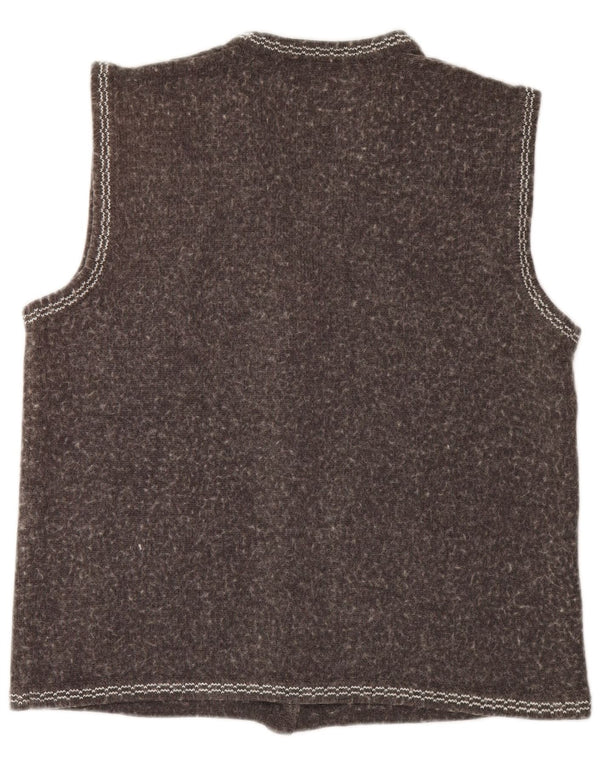 Pulover cardigan fără mâneci cu grafică vintage pentru femei UK 18 XL gri