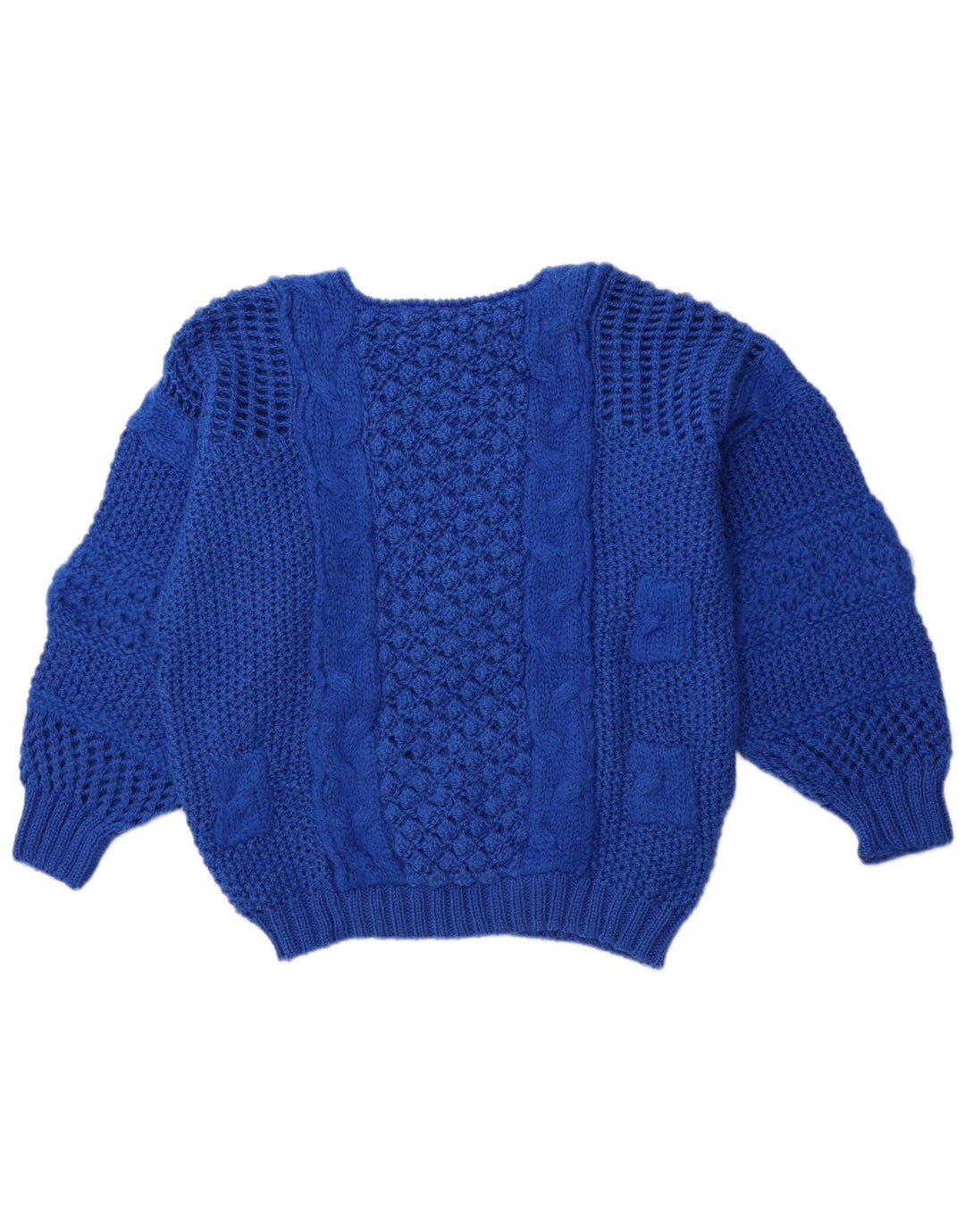 Pulover vintage pentru femei cu gât de barcă EU 40 albastru mediu poliacrilic