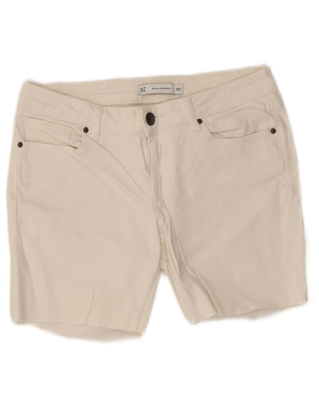 Pantaloni scurți din denim grafic pentru femei Zara EU 40 Medium W30 Alb