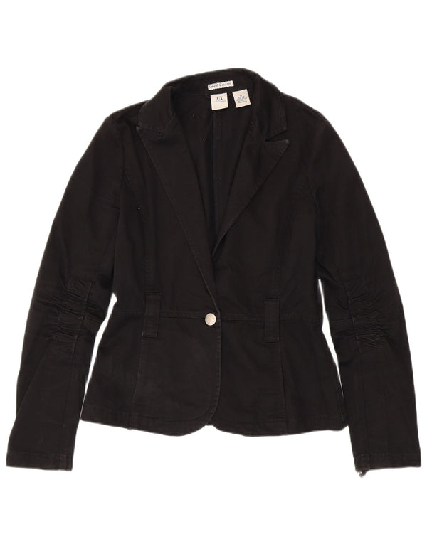 Blazer Armani Exchange pentru femei, cu 1 nasture, UK 12, bumbac mediu negru