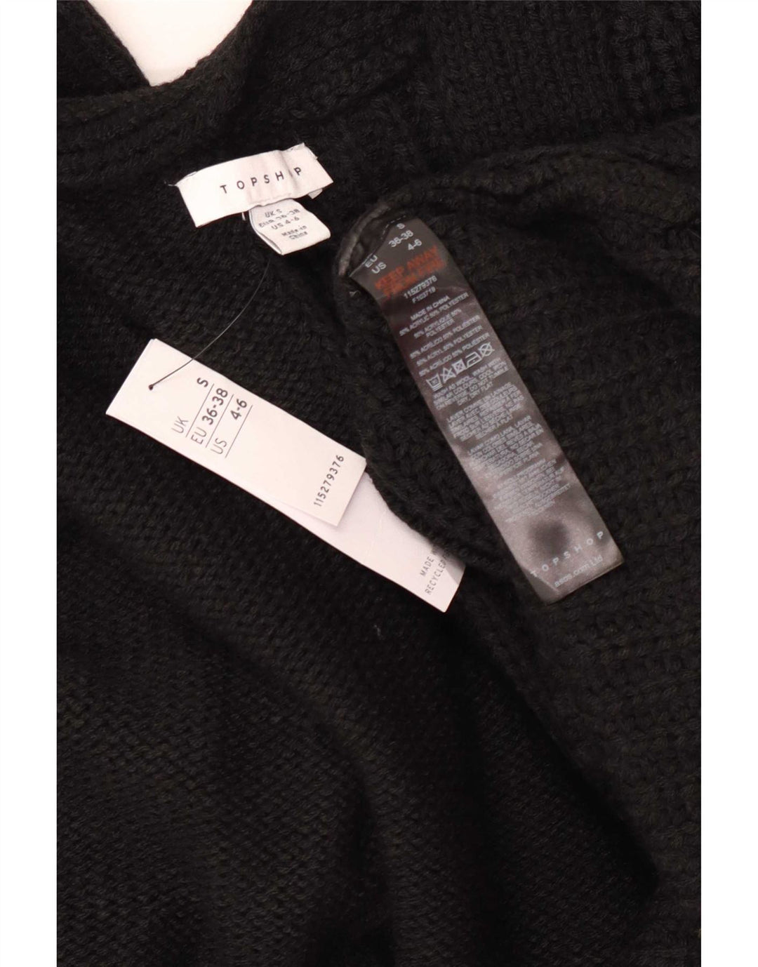 Pulover cardigan cu paragate supradimensionat pentru femei Topshop EU 36/38 Mic Negru