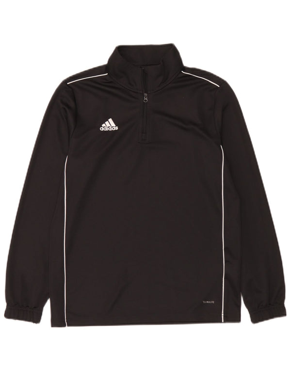 Adidas băieți Climalite Zip Neck Top cu mânecă lungă 11-12 ani poliester negru