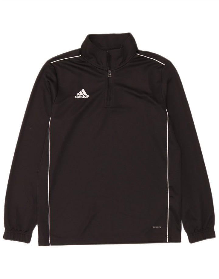 Adidas băieți Climalite Zip Neck Top cu mânecă lungă 11-12 ani poliester negru