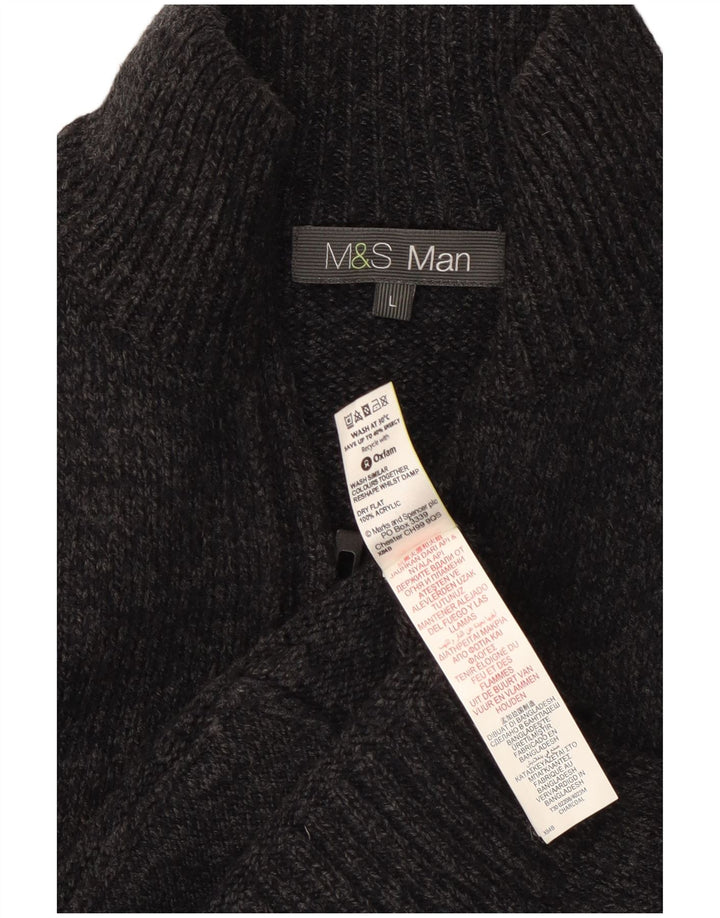 Pulover cardigan pentru bărbați Marks & Spencer, mare, gri acrilic