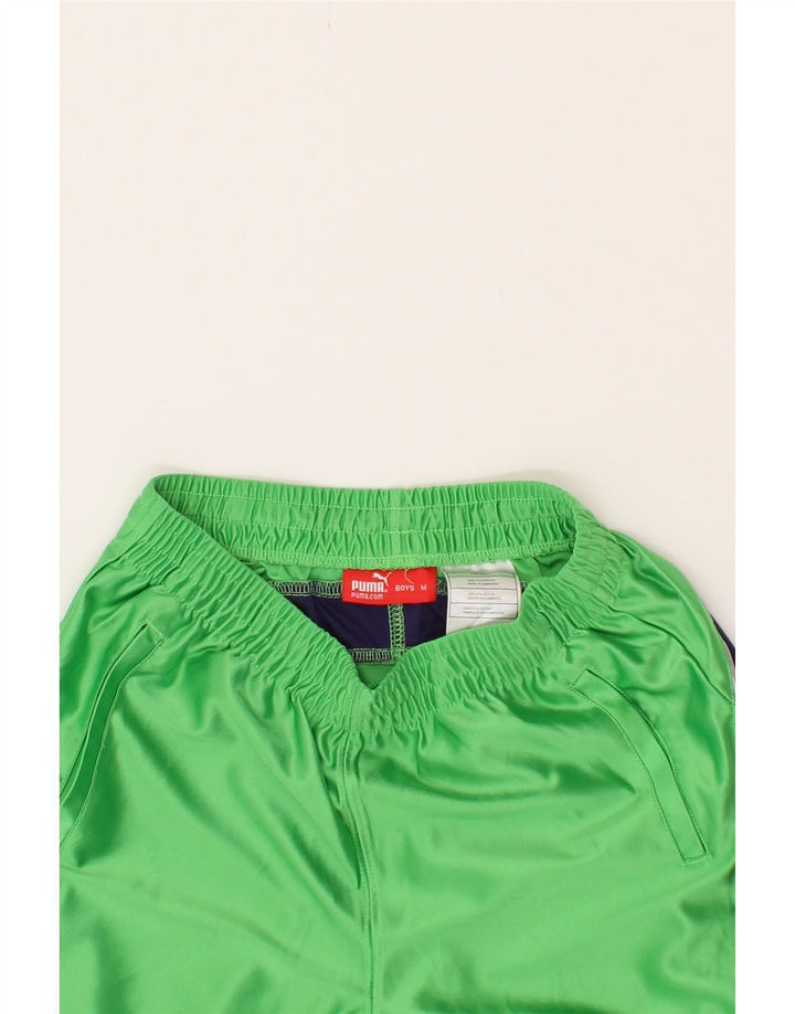 PUMA Boys Sport Shorts 9-10 Years Medium Green Colourblock Polyester Vintage Puma and Second-Hand Puma from Messina Hembry 