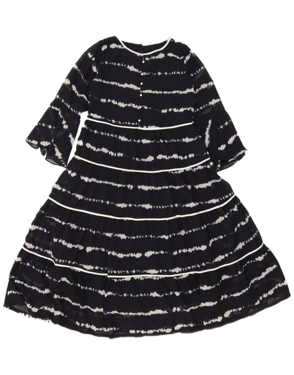 Rochie cu buline pentru femei cu mâneci 3/4 cu etaje EU 34 XS bleumarin cu dungi