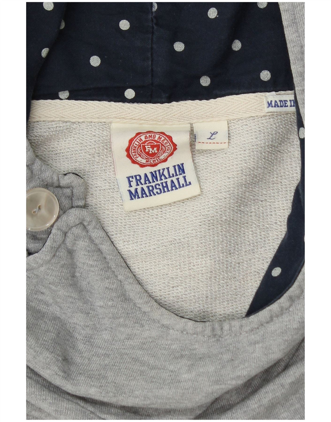 Pulover cu glugă cu grafic pentru femei Franklin Marshall UK 14 mare bumbac gri