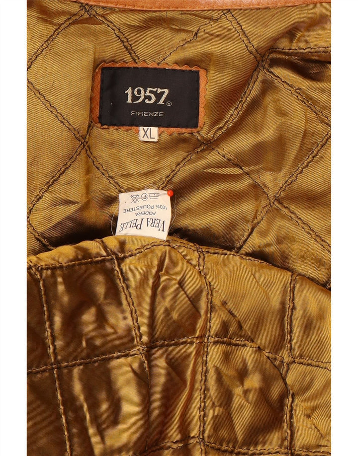 Jachetă de piele vintage pentru bărbați UK 42 XL din piele maro
