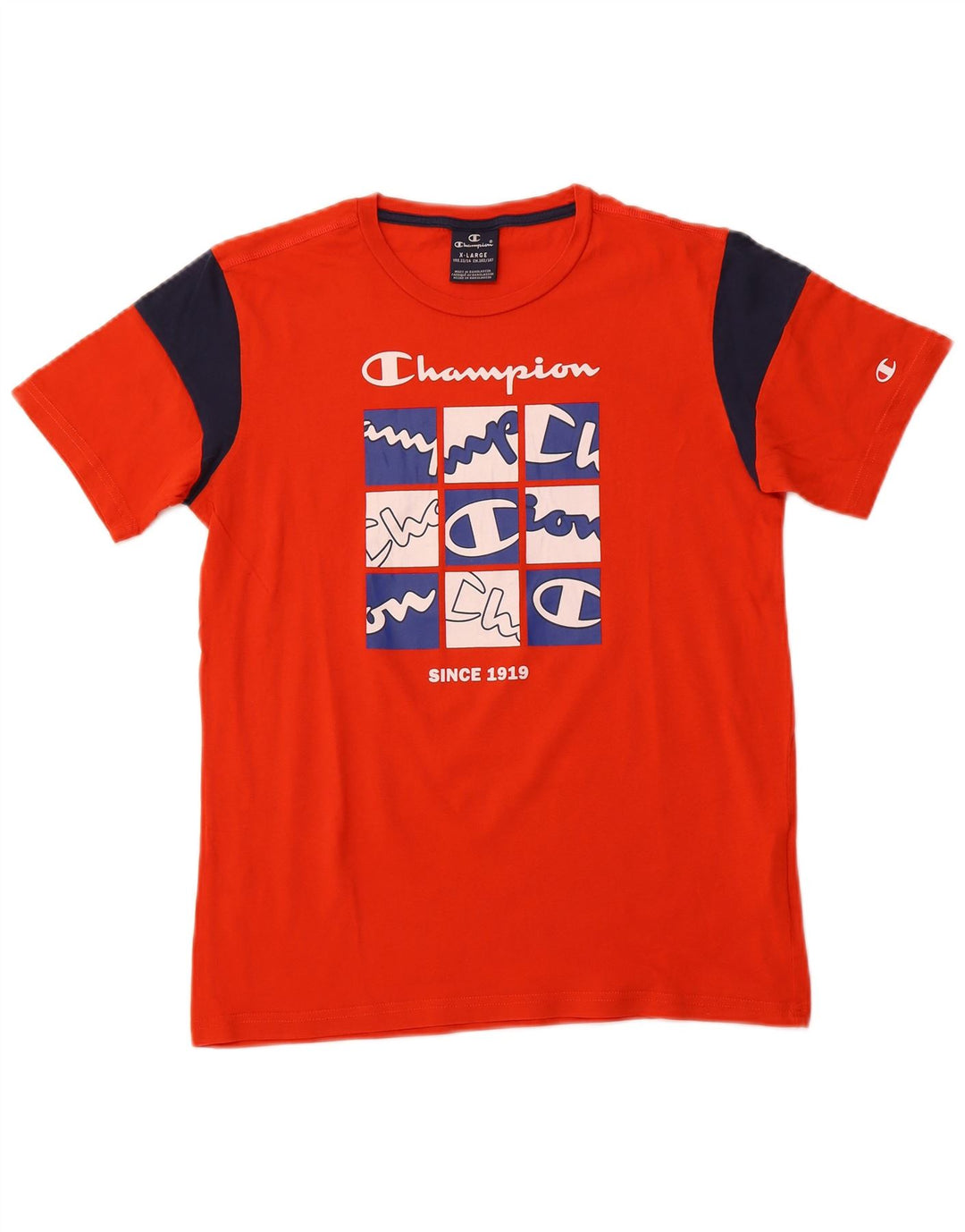 Tricou grafic pentru băieți CHAMPION Top 13-14 ani XL portocaliu bumbac color bloc