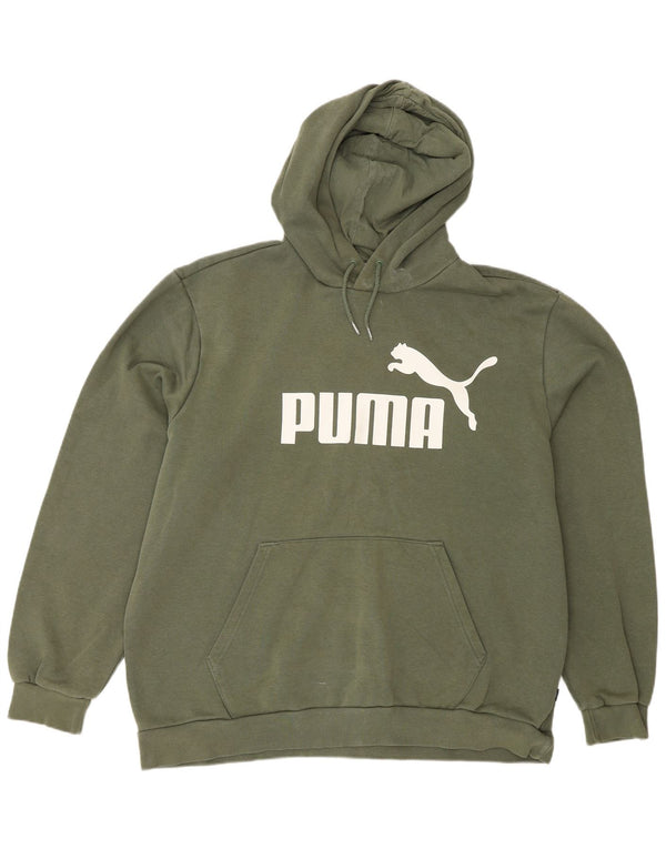 Pulover Puma pentru bărbați cu glugă grafică XL, bumbac verde