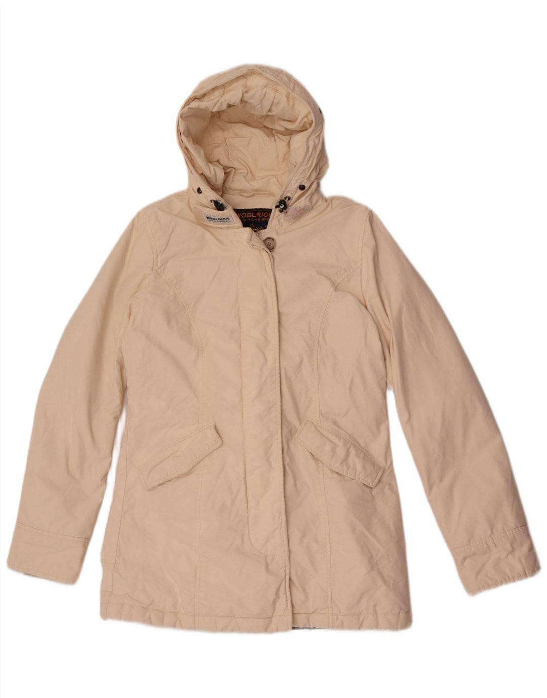 Jachetă căptușită cu glugă Woolrich pentru femei UK 10 mic bumbac alb