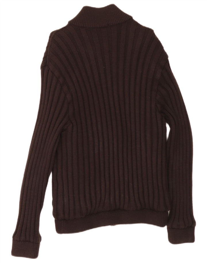Pulover cardigan cu fermoar complet pentru bărbați Amerigo Vespucci, maro mediu