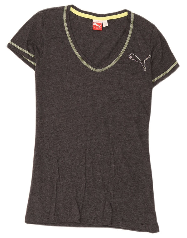 Tricou grafic Puma pentru femei Top UK 10 Small Grey Flecked Cotton