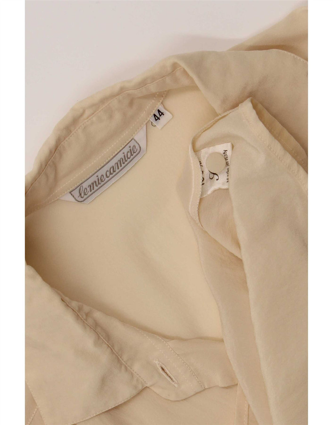 Bluză de cămașă vintage pentru femei IT 44 Medium din mătase alb