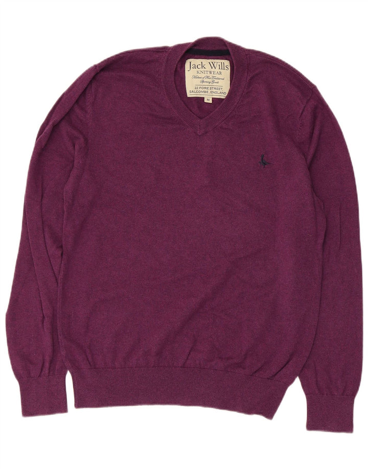 JACK WILLS Pulover cu decolteu în V pentru bărbați, bumbac violet mediu