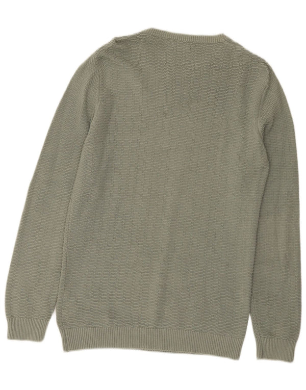 Zara Mens Boat Neck Jumper Sweater Large Green Cotton