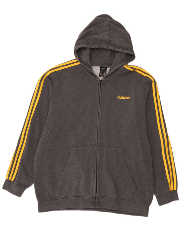 Pulover Adidas pentru bărbați, cu fermoar, bumbac gri 2XL