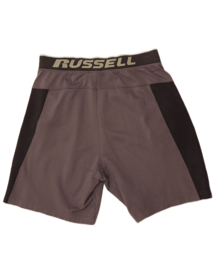 Pantaloni scurți de sport grafic Russell Athletic pentru bărbați, gri mediu, blocuri de culoare