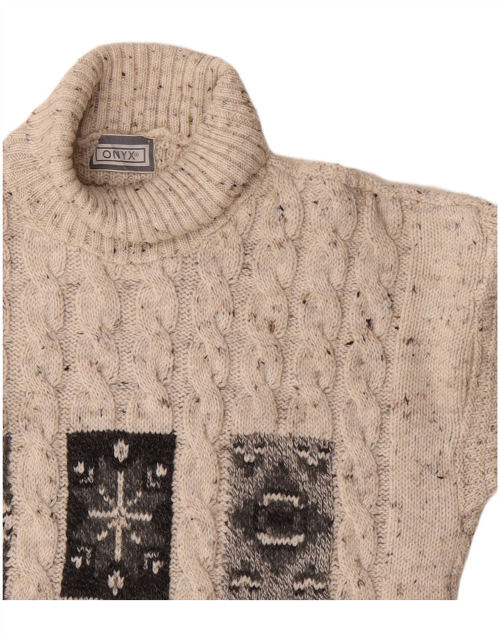 Pulover pentru femei Onyx cu gât rulat, UK 18 XL, bej, lână cu pete