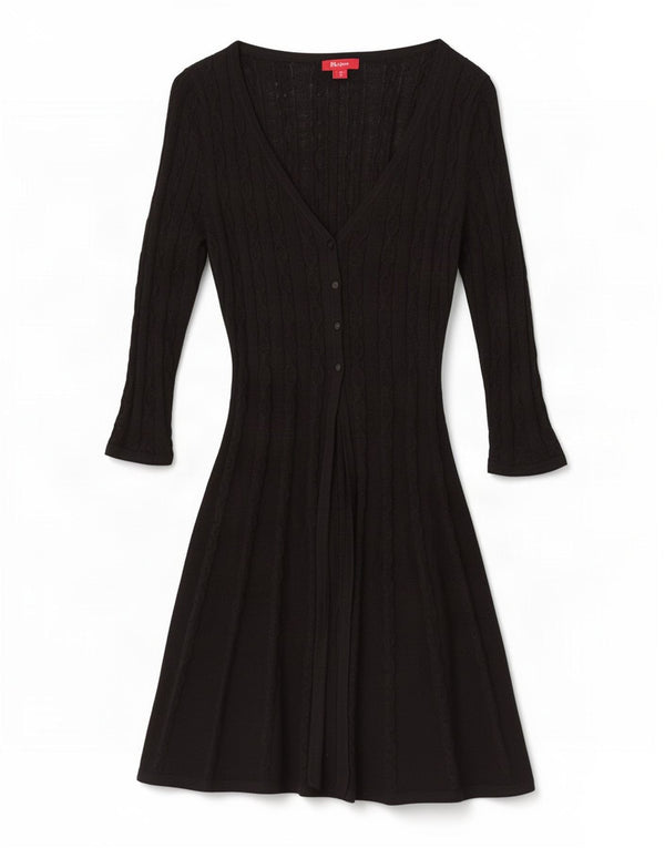 Monsoon Rochie Jumper pentru Femei cu mâneci 3/4 UK 8 Mic Negru Acrilic