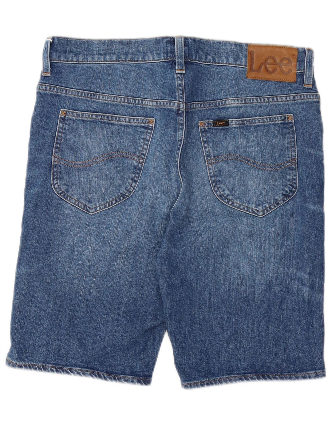 Pantaloni scurți din denim învechit pentru femei Lee Rider W31, bumbac albastru mediu