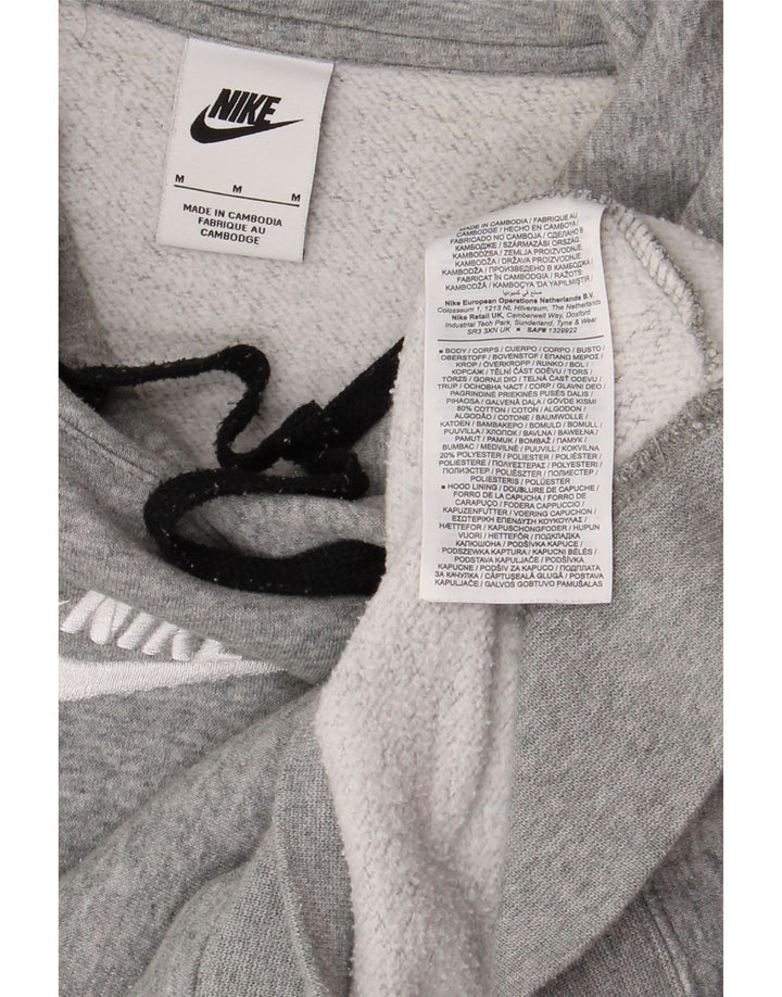 Pulover NIKE pentru bărbați cu glugă grafic, bumbac color bloc, gri mediu