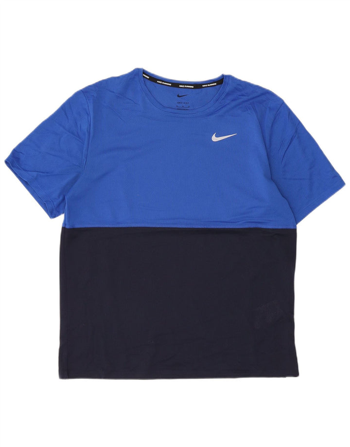 Tricou Nike Dri Fit pentru bărbați Top Mediu Albastru Poliester Colorblock