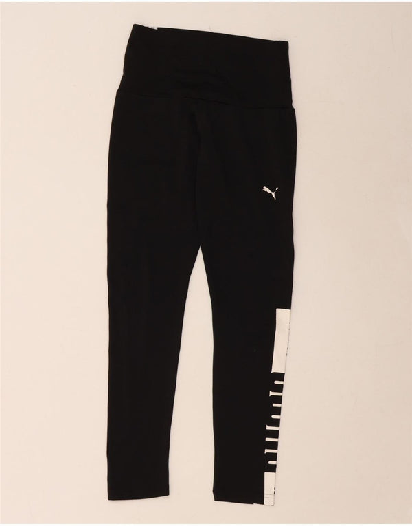 PUMA Womens Graphic Leggings UK 8 Small Black Colourblock
