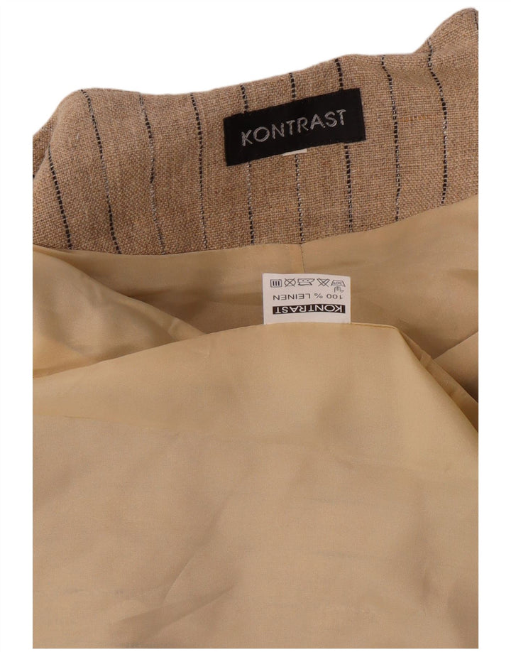 Jachetă pentru femei VINTAGE cu 4 nasturi, UK 14, in dungi medii, bej