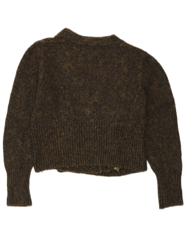 Pulover cardigan pentru femei Zara UK 10 mic, gri, bumbac cu pete