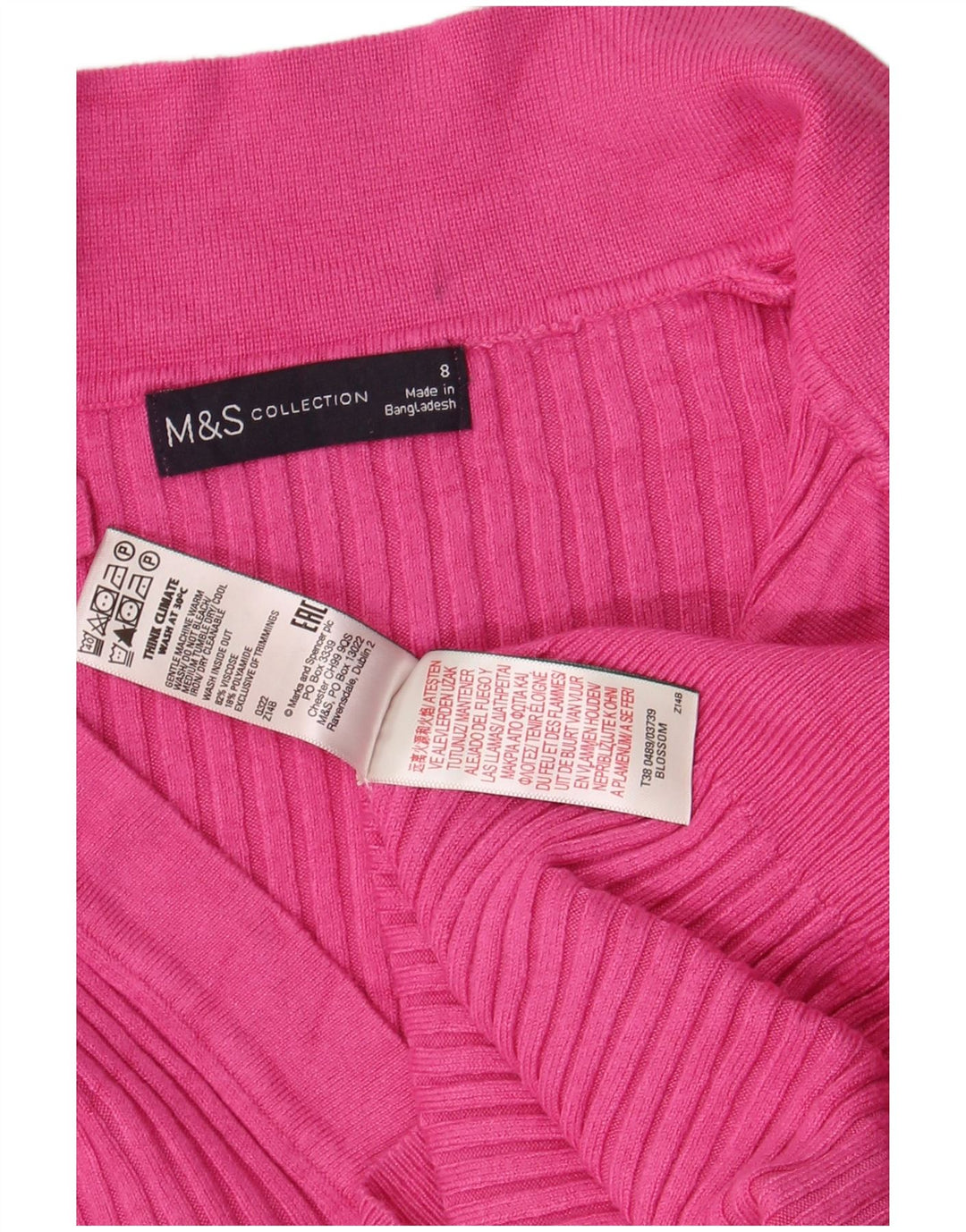 Marks & Spencer Pulover cu gât polo pentru femei UK 8 Small Pink Viscose
