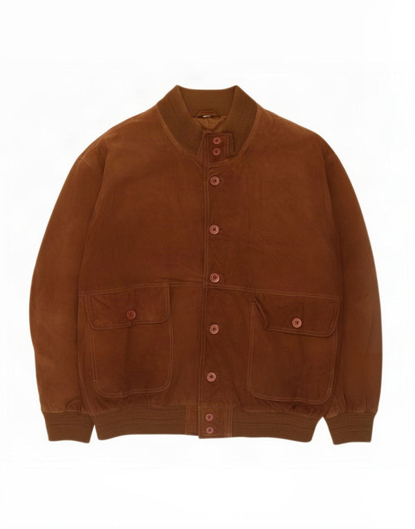 Jachetă Bomber Vintage pentru bărbați din piele intoarsa IT 52 XL din piele maro